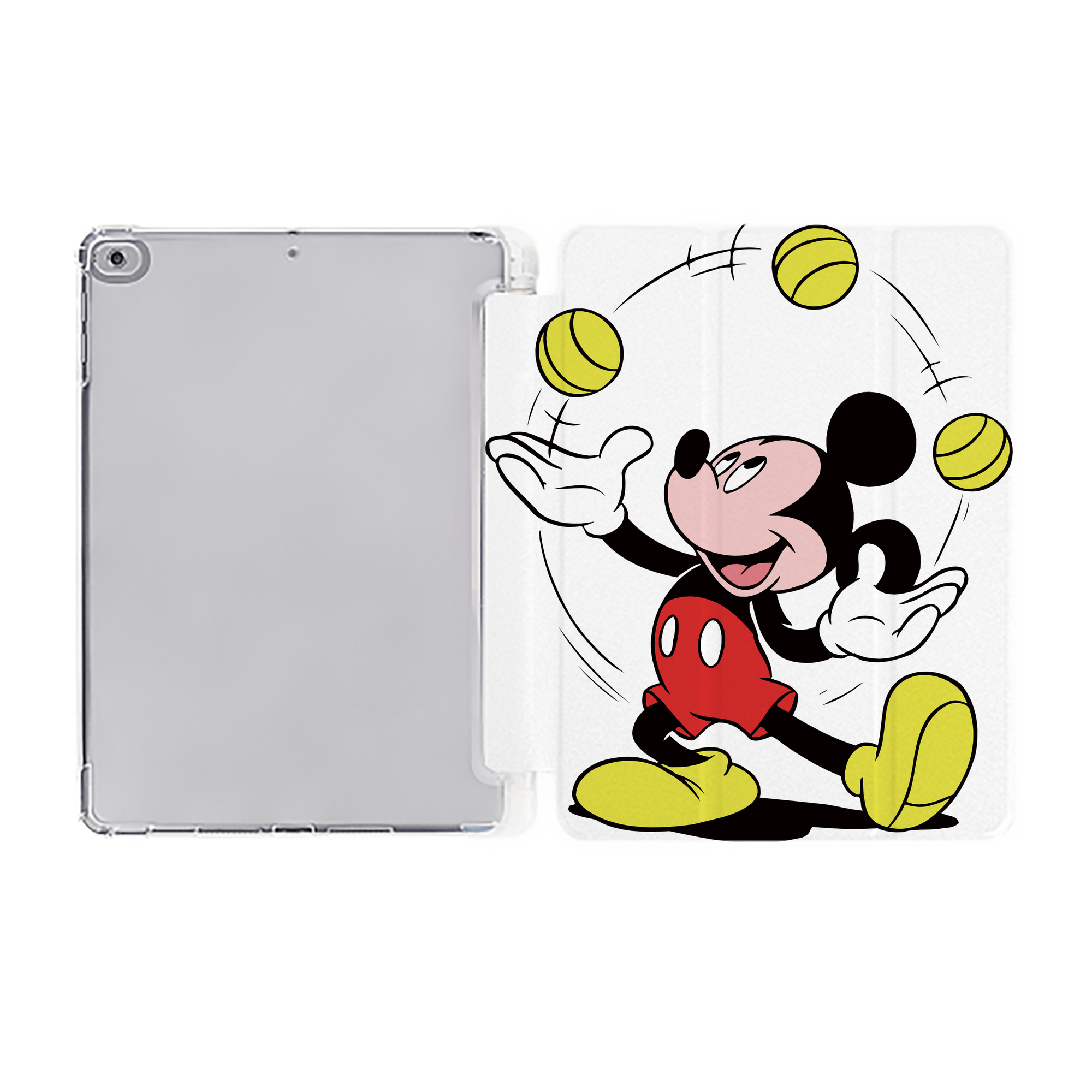 （画像用） ミッキーマウス Mickey Mouse IPad ケース ペン収納付き 三つ折りスタンド PUレザー×シリコン 対応機種9.5/10.5/10.9インチ